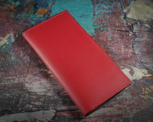 Beuatifully Executed Womens Tall Wallet in Vibrant Red Leather
