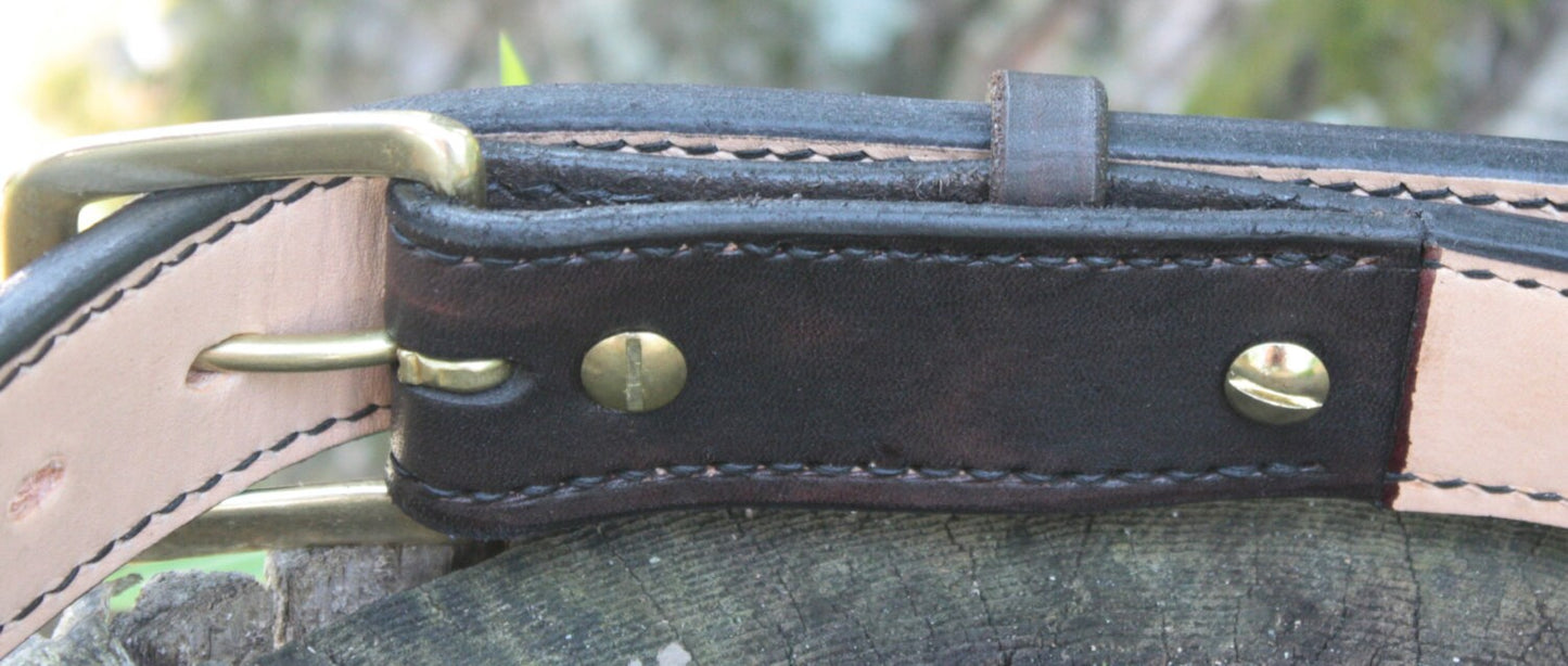 Custom Leather Gun Belt Brass Buckle Full Grain Cowhide, Made to order